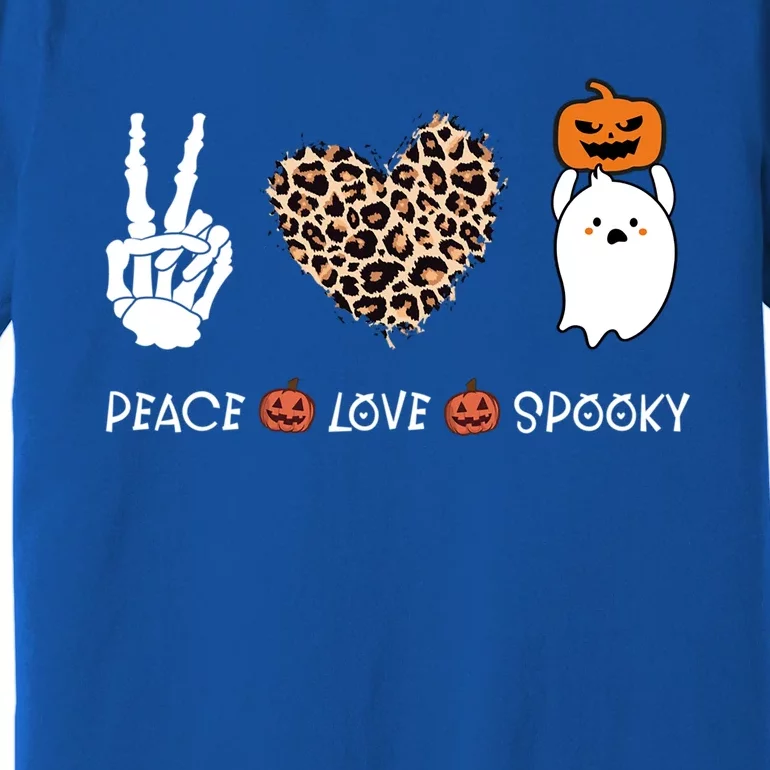 Peace Love Halloween Spooky Boo Leopard Heart Costume Gift Premium T-Shirt