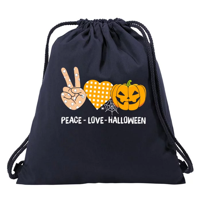 Peace Love Halloween Halloween Costume Meaningful Gift Drawstring Bag