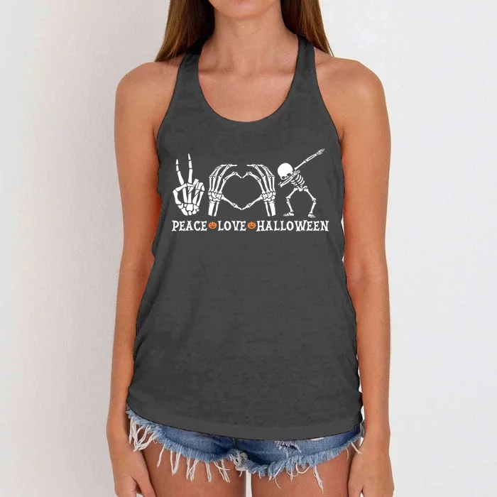 Peace Love Halloween Funny Skeleton Costume Gift Women's Knotted Racerback Tank