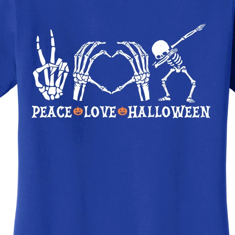 Peace Love Halloween Funny Skeleton Costume Gift Women's T-Shirt