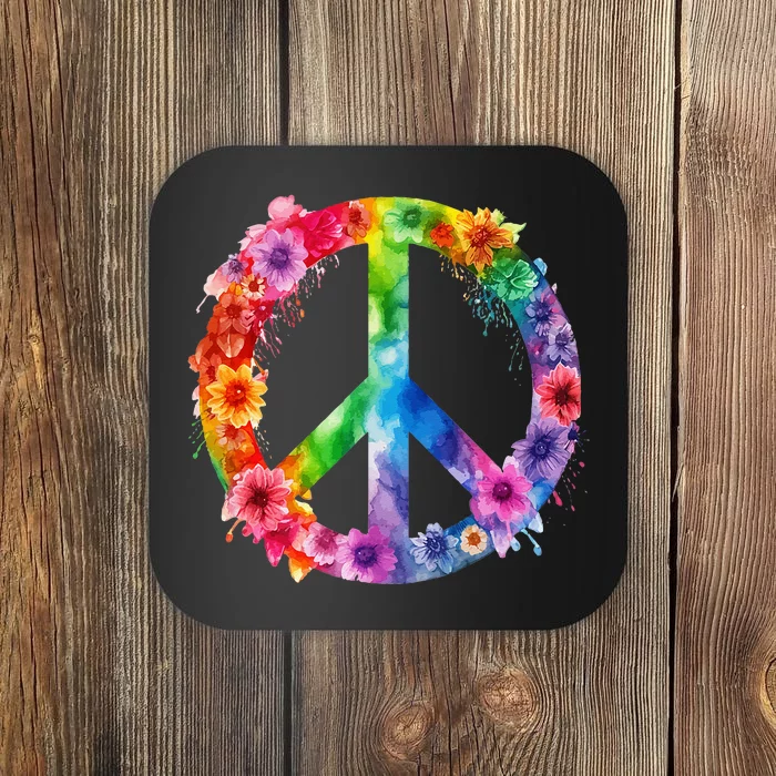 PEACE Love Hippie SIGN LOVE Flower World Peace Day Coaster