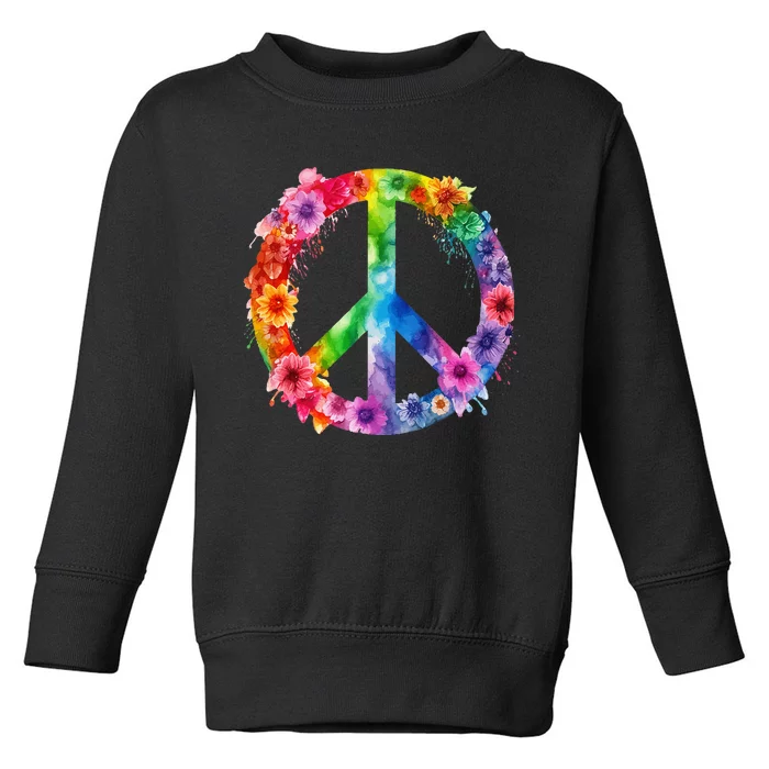 PEACE Love Hippie SIGN LOVE Flower World Peace Day Toddler Sweatshirt