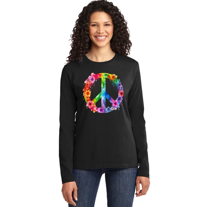 PEACE Love Hippie SIGN LOVE Flower World Peace Day Ladies Long Sleeve Shirt