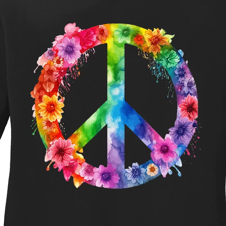 PEACE Love Hippie SIGN LOVE Flower World Peace Day Ladies Long Sleeve Shirt