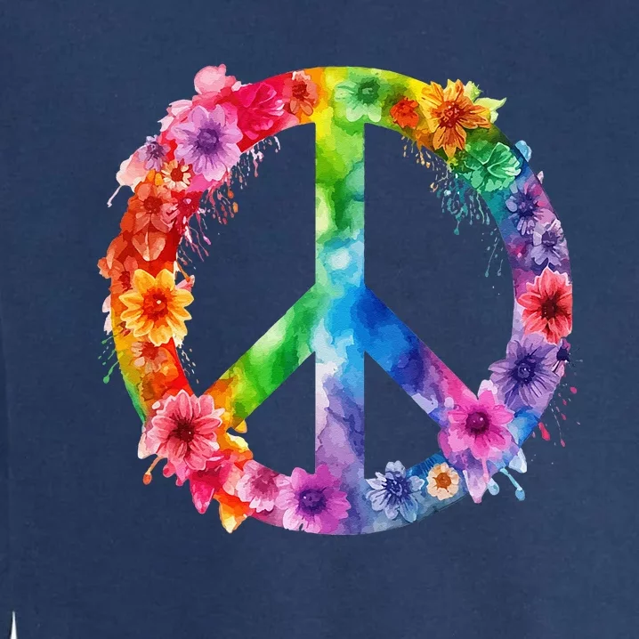 PEACE Love Hippie SIGN LOVE Flower World Peace Day Garment-Dyed Sweatshirt