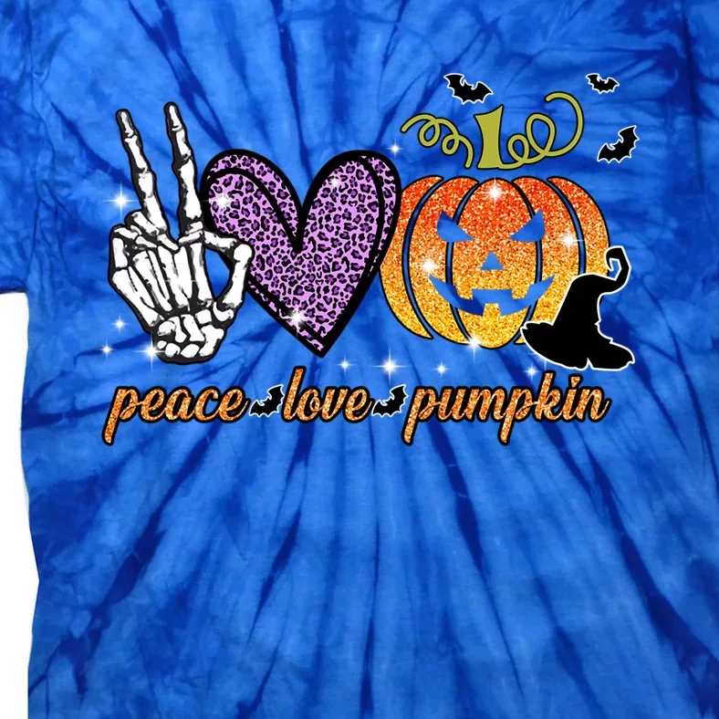 Peace Love Halloween Happy Halloween Pumpkin Heart Skeleton Cute Gift Tie-Dye T-Shirt