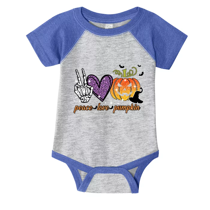 Peace Love Halloween Happy Halloween Pumpkin Heart Skeleton Cute Gift Infant Baby Jersey Bodysuit