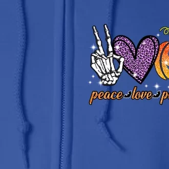 Peace Love Halloween Happy Halloween Pumpkin Heart Skeleton Cute Gift Full Zip Hoodie