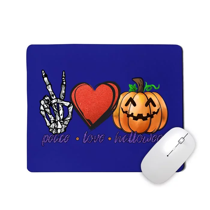 Peace Love Halloween Happy Halloween Pumpkin Skeleton Heart Gift Mousepad