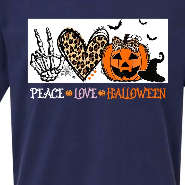 Peace Love Halloween Happy Halloween Pumpkin Cool Gift Sueded Cloud Jersey T-Shirt