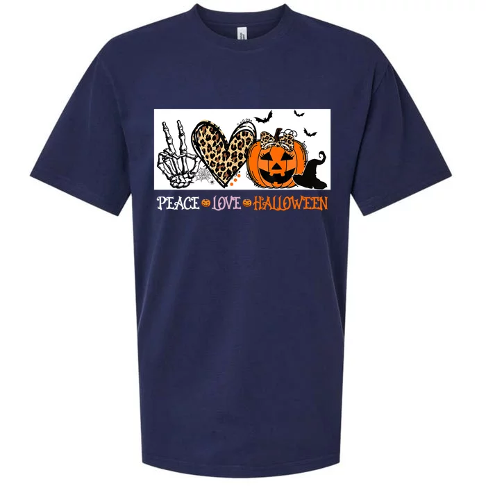 Peace Love Halloween Happy Halloween Pumpkin Cool Gift Sueded Cloud Jersey T-Shirt