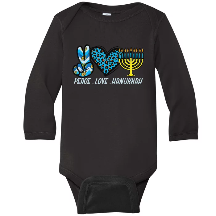 Peace Love Hanukkah Jewish Hanukkah Chanukah Baby Long Sleeve Bodysuit