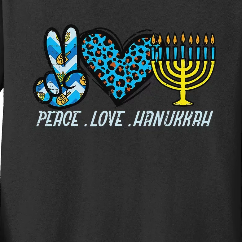 Peace Love Hanukkah Jewish Hanukkah Chanukah Kids Long Sleeve Shirt