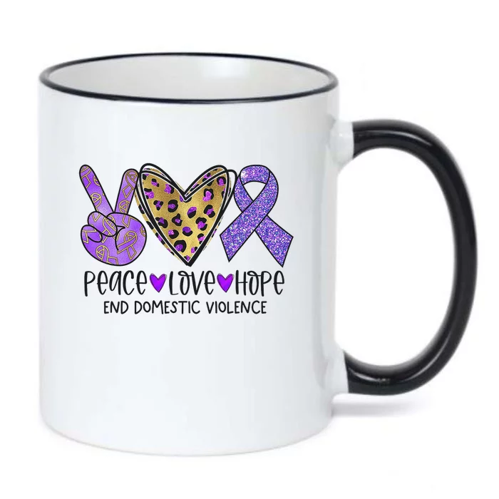 Peace Love Hope End Domestic Violence Awareness Black Color Changing Mug