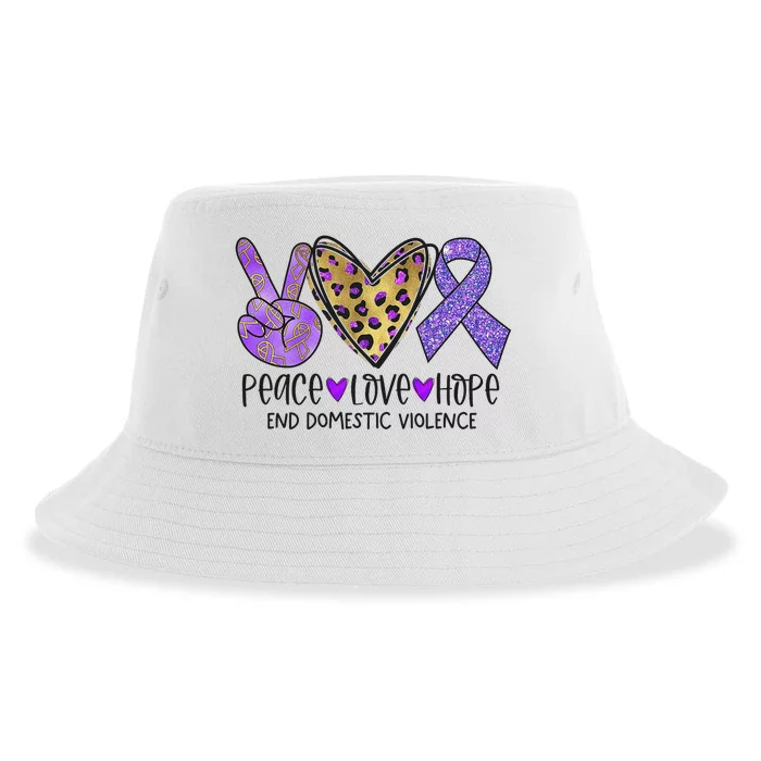 Peace Love Hope End Domestic Violence Awareness Sustainable Bucket Hat