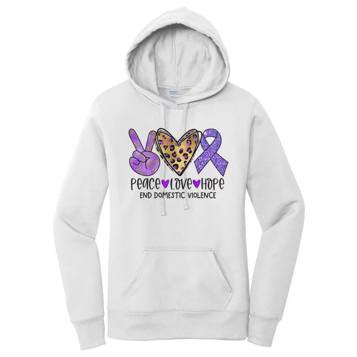 Peace Love Hope End Domestic Violence Awareness Women's Pullover Hoodie