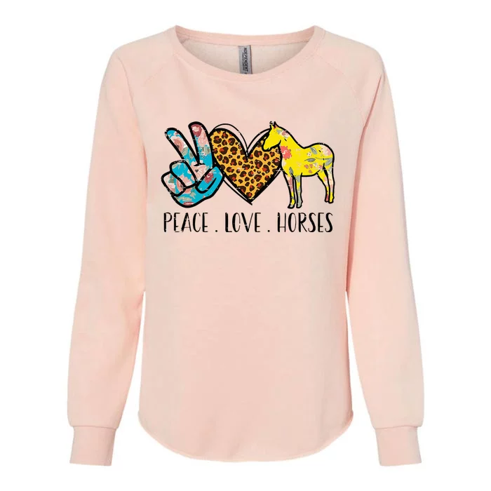 Peace Love Horses Riding Equestrian Gypsy Hippie Womens California Wash Sweatshirt