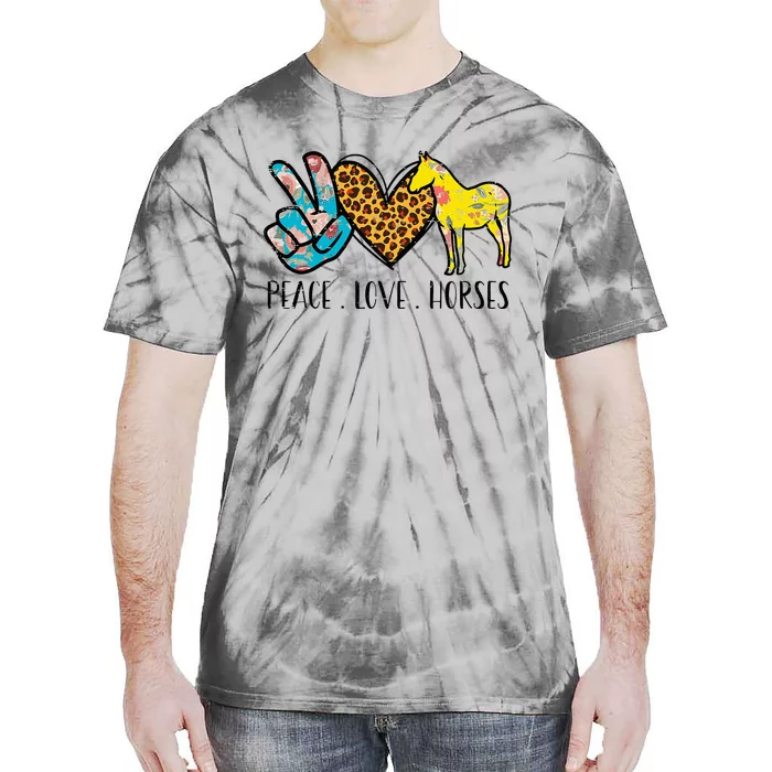 Peace Love Horses Riding Equestrian Gypsy Hippie Tie-Dye T-Shirt