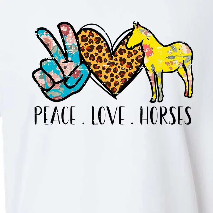 Peace Love Horses Riding Equestrian Gypsy Hippie Sueded Cloud Jersey T-Shirt