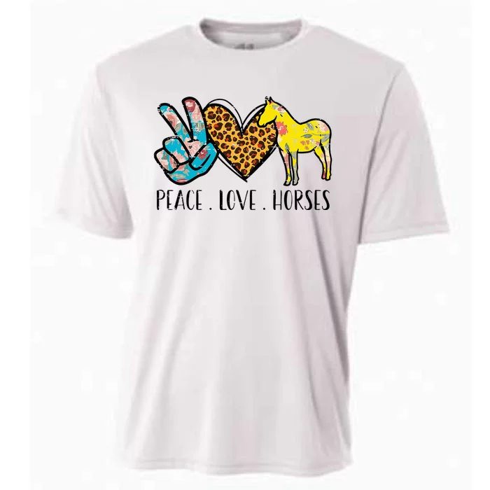 Peace Love Horses Riding Equestrian Gypsy Hippie Cooling Performance Crew T-Shirt