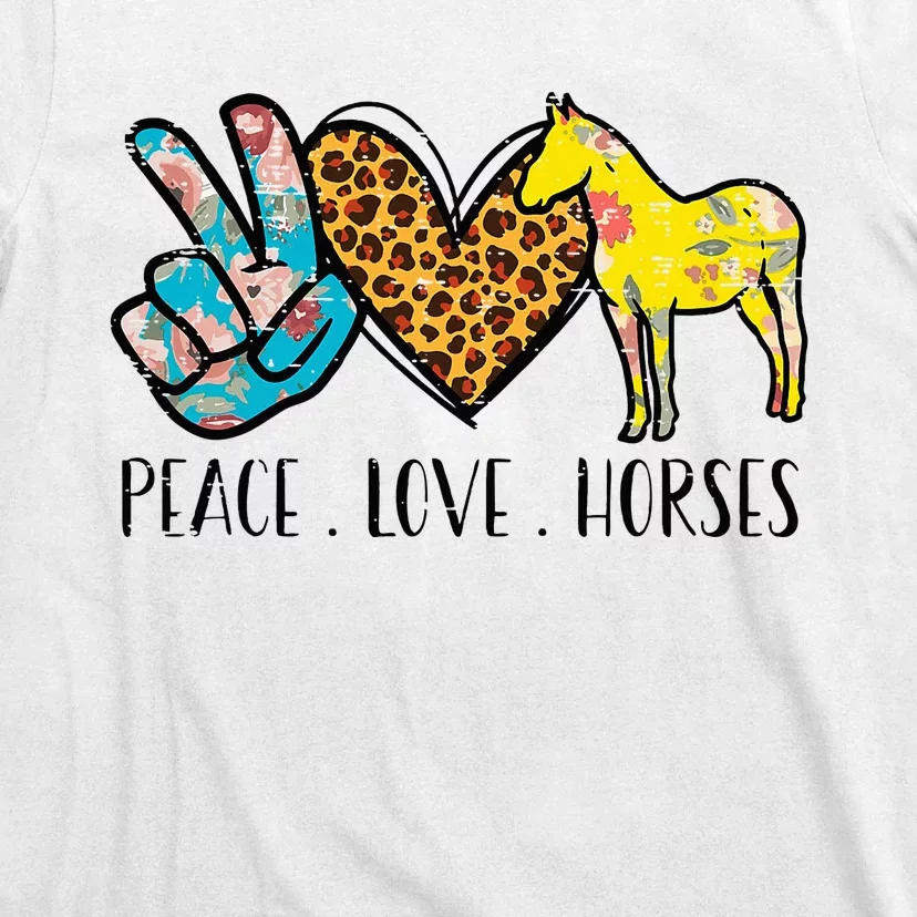 Peace Love Horses Riding Equestrian Gypsy Hippie T-Shirt