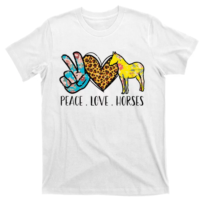 Peace Love Horses Riding Equestrian Gypsy Hippie T-Shirt