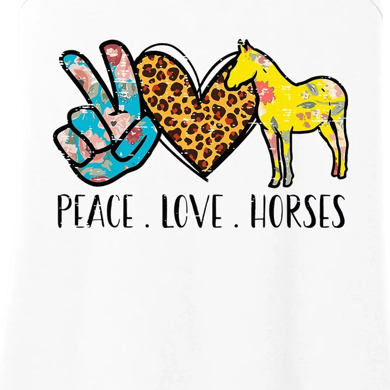 Peace Love Horses Riding Equestrian Gypsy Hippie Ladies Essential Tank