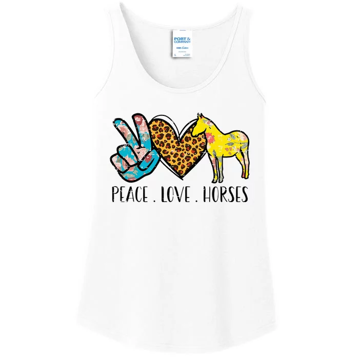 Peace Love Horses Riding Equestrian Gypsy Hippie Ladies Essential Tank