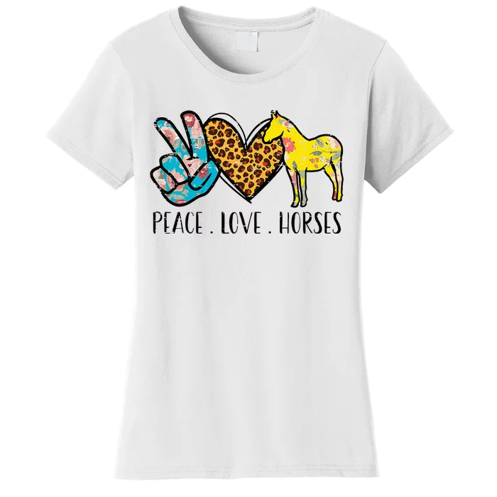 Peace Love Horses Riding Equestrian Gypsy Hippie Women's T-Shirt