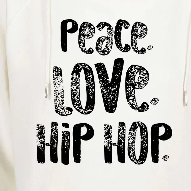 Peace Love Hip Hop Dancing White Womens Funnel Neck Pullover Hood