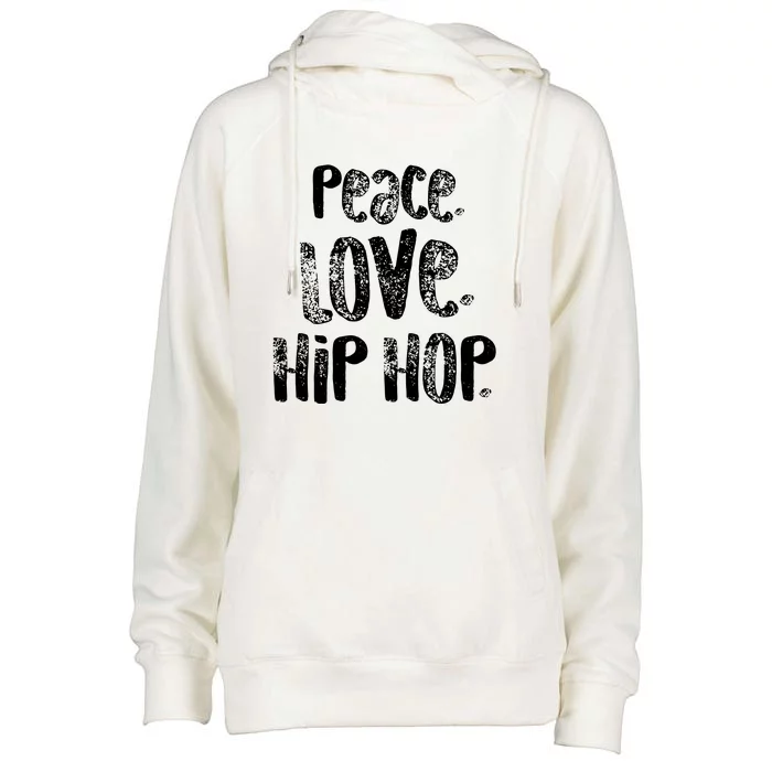 Peace Love Hip Hop Dancing White Womens Funnel Neck Pullover Hood