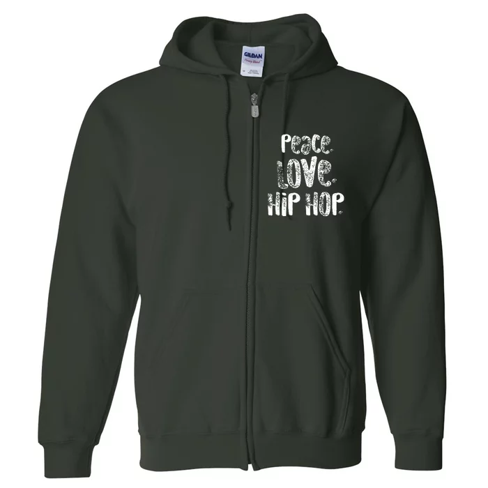 Peace Love Hip Hop Dancing White Full Zip Hoodie