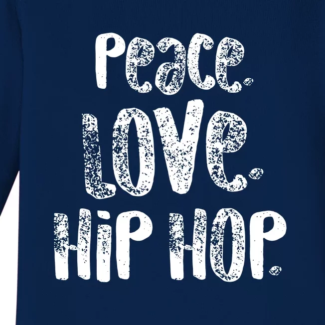 Peace Love Hip Hop Dancing White Baby Long Sleeve Bodysuit