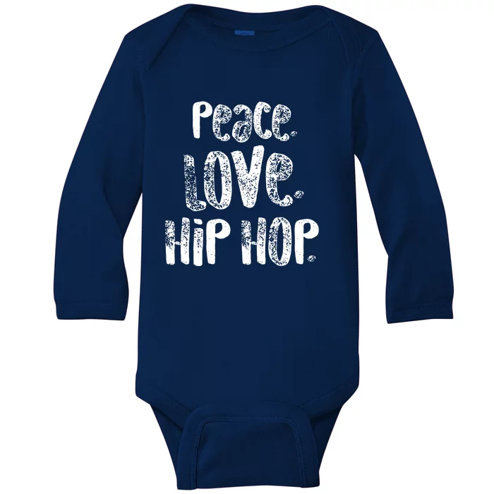 Peace Love Hip Hop Dancing White Baby Long Sleeve Bodysuit