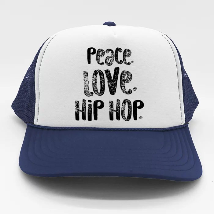 Peace Love Hip Hop Dancing White Trucker Hat