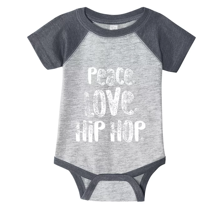 Peace Love Hip Hop Dancing White Infant Baby Jersey Bodysuit