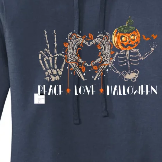 Peace Love Halloween Skeleton With Scary Pumpkins Skull Gift Women's Pullover Hoodie