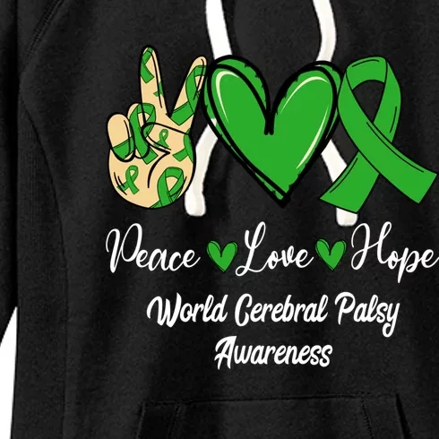 Peace Love Hope World Cerebral Palsy Awareness Day Ribbon Great Gift Women's Fleece Hoodie