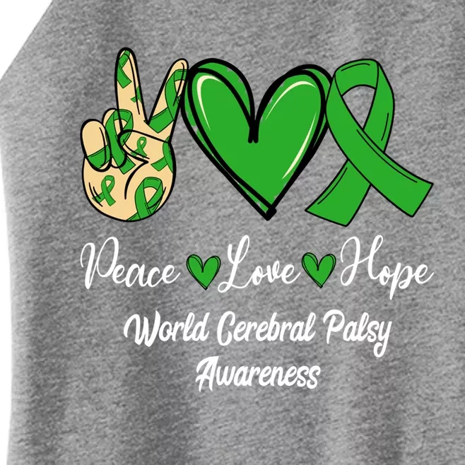 Peace Love Hope World Cerebral Palsy Awareness Day Ribbon Great Gift Women’s Perfect Tri Rocker Tank