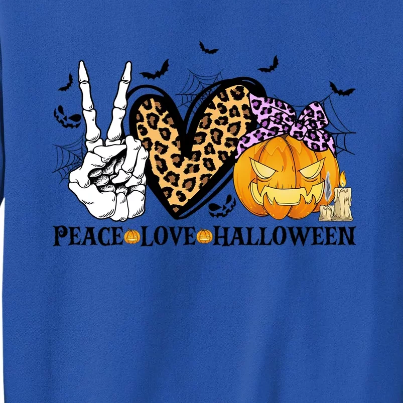 Peace Love Halloween Costume Funny Pumpkin Leopard Meaningful Gift Tall Sweatshirt