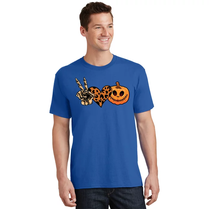 Peace Love Halloween Pumpkin Leopard Happy Halloween Meaningful Gift T-Shirt