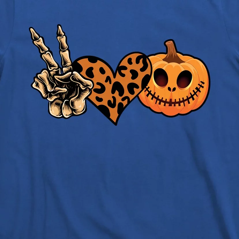 Peace Love Halloween Pumpkin Leopard Happy Halloween Meaningful Gift T-Shirt