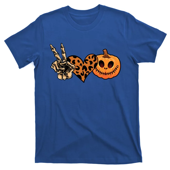 Peace Love Halloween Pumpkin Leopard Happy Halloween Meaningful Gift T-Shirt