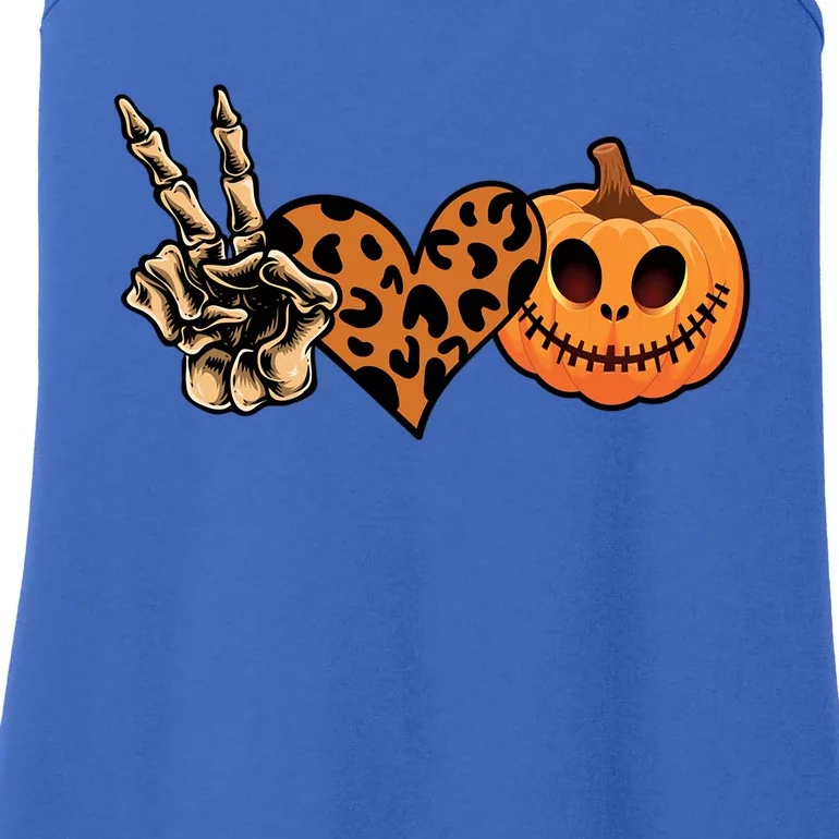 Peace Love Halloween Pumpkin Leopard Happy Halloween Meaningful Gift Ladies Essential Tank