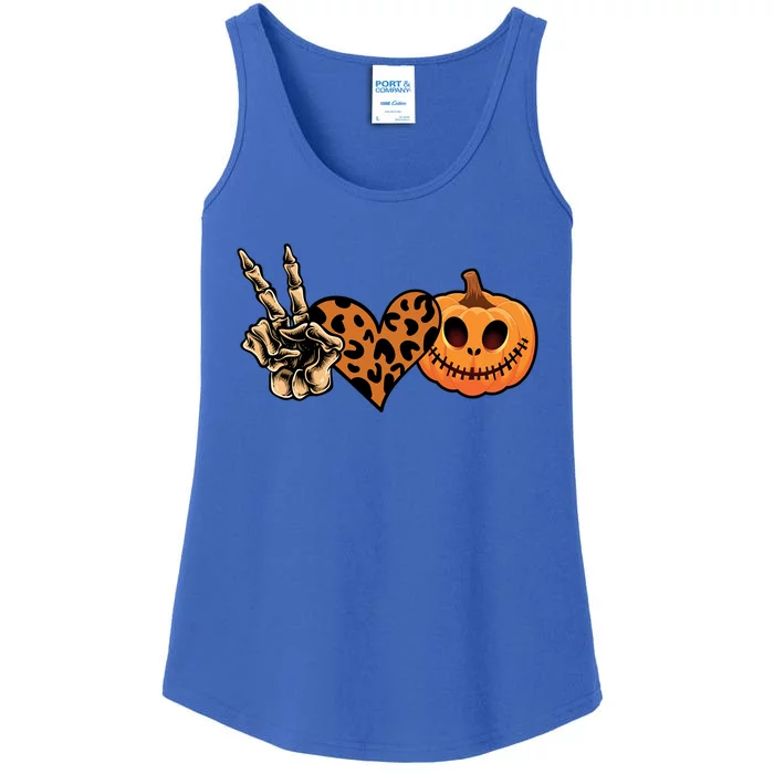 Peace Love Halloween Pumpkin Leopard Happy Halloween Meaningful Gift Ladies Essential Tank