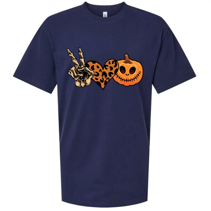 Peace Love Halloween Pumpkin Leopard Happy Halloween Meaningful Gift Sueded Cloud Jersey T-Shirt