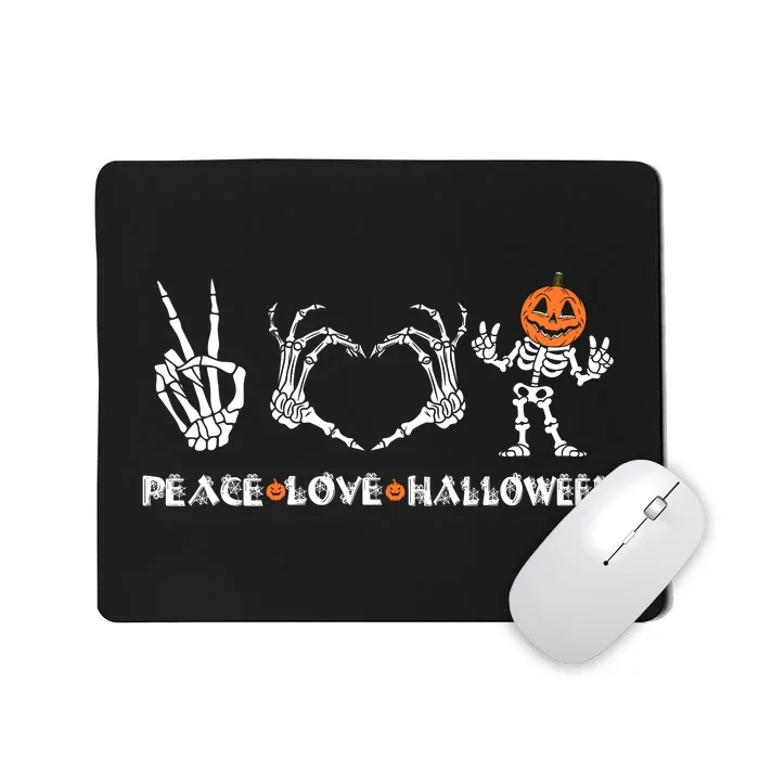 Peace Love Halloween Happy Halloween Pumpkin Skeleton Hands Mousepad