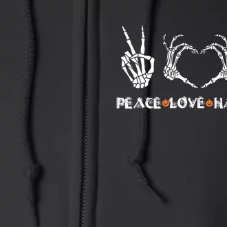 Peace Love Halloween Happy Halloween Pumpkin Skeleton Hands Full Zip Hoodie