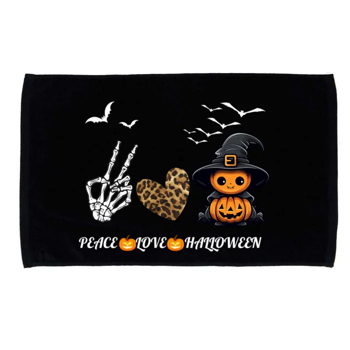 Peace Love Halloween Cute Peace Love Funny Halloween Gift Microfiber Hand Towel