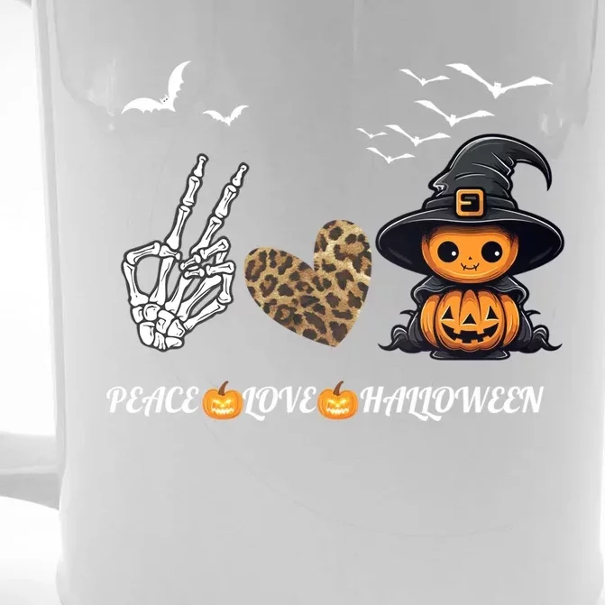 Peace Love Halloween Cute Peace Love Funny Halloween Gift Front & Back Beer Stein